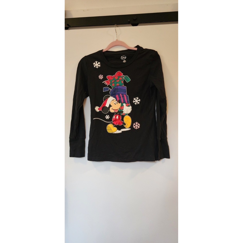 Disney Mickey Mouse Pajama Set Womens Size Medium (8-10) Red Christmas Pjs